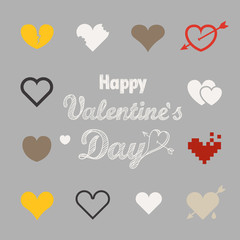Poster - Different abstract heart icons collection. Valentine greeting ca