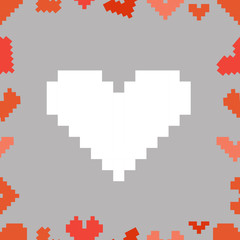 Poster - Valentine greeting card with pixel hearts