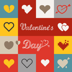 Poster - Different abstract heart icons collection. Valentine greeting ca