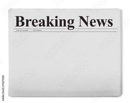 Fotografía Breaking news title on newspaper