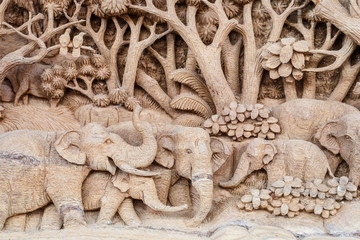 Traditional Thai style wood carving