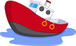Cartoon boat with water
