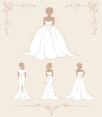 Collection illustration -- bride in dresses