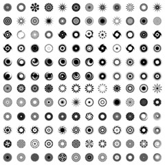 Design elements in circle shape. 144 abstract icons.