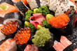 Tobiko - flying fish roe sushi with assorted sushi platter