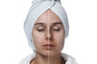 © grufnar - woman with closed eyes before and after makeup horizontal