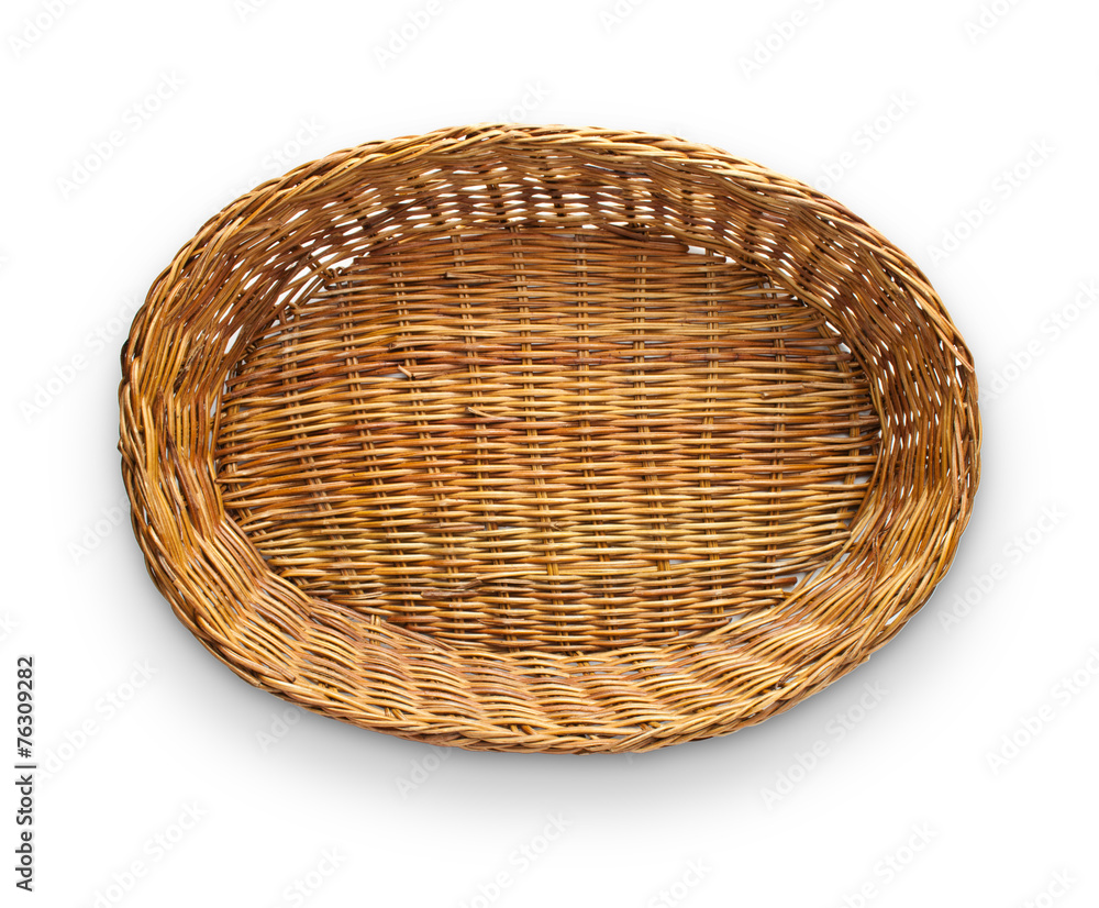 Brown wicker basket top view isolated on white background Stock Photo ...