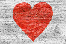 Symbol Of Love Painted On Brick Wall