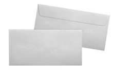 Silver Envelopes E65 Format Isolated On White Background