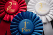 1st, 2nd and 3rd place pleated ribbon rosettes