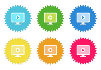 Wall Mural - set of colorful stickers icons with screen symbol