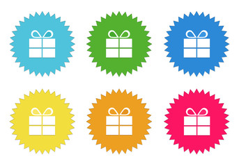Wall Mural - set of colorful stickers icons with gift symbol