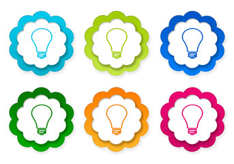 Wall Mural - set of colorful stickers icons with bulb symbol