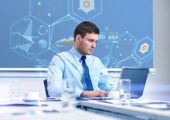 businessman with laptop working in office