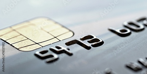Fotografía Chip of the gray credit card, closeup shot.