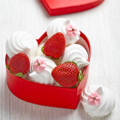 Wall Mural - Strawberry and meringue for Valentine's Day