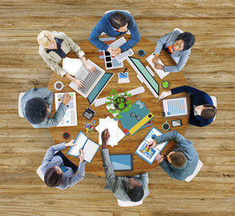 Sticker - Aerial View Business Contemporary Working Meeting Casual Concept