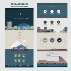 Wall Mural - night city scene one page website design template