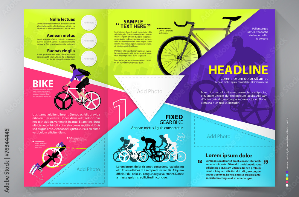 Brochure leaflet design tri-fold vector template. - obrazy, fototapety, plakaty 