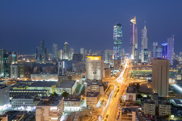 Fototapete - View of Kuwait City at night, Middle East