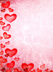 Sticker - beautiful happy valentine's day card with red hearts on vintage