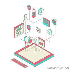 Wall Mural - isometric background seo optimization