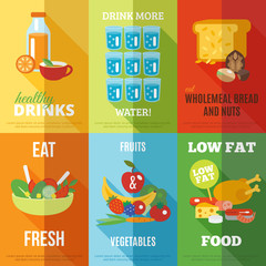 Wall Mural - Healthy eating poster set