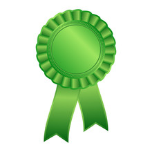 Green Blank Award Rosette With Ribbon