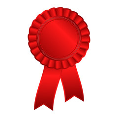 red blank award rosette with ribbon