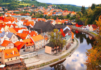 Sticker - View of old city Cesky Krumlov, Czech Republic