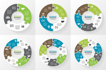 Circle puzzle infographic. Diagram, presentation.