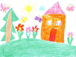 Child drawing of a house