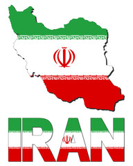 Poster - Iran map flag and text illustration