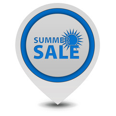 Sticker - Summer sale pointer icon on white background