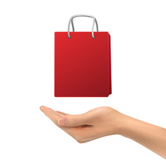 Sticker - 3d hand holding red bag