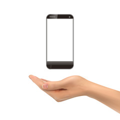 Wall Mural - 3d hand holding smartphone