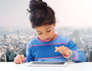 Canvas Print - little girl with tablet pc