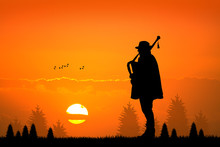 Pipers At Sunset