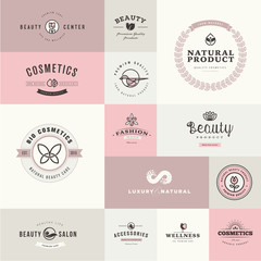 Wall Mural - set of flat design icons for beauty and cosmetics