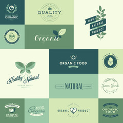 Wall Mural - set of flat design icons for natural organic products