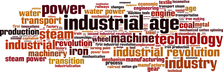 Industrial age word cloud concept. Vector illustration