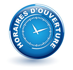 Sticker - horaires d'ouverture sur bouton bleu