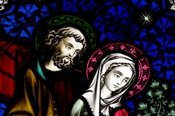 Wall Mural - Mary and Jospeph in stained glass