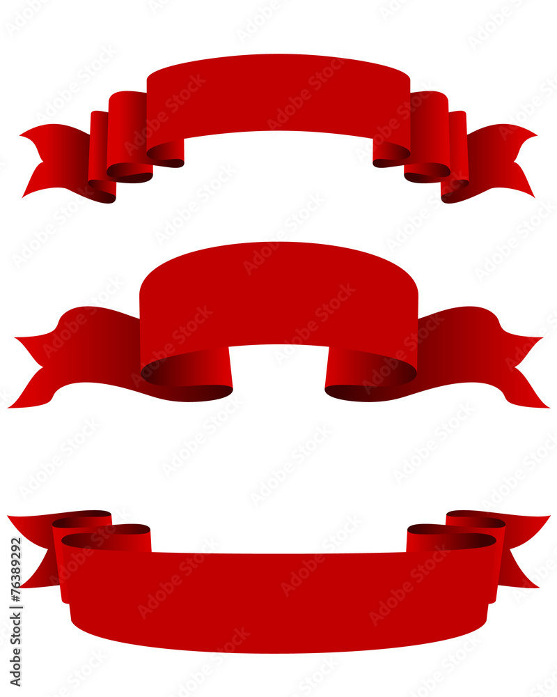 Three red ribbons - obrazy, fototapety, plakaty 