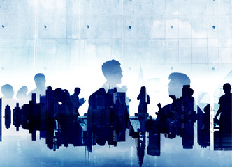 Poster - Business People Silhouette Working Meeting Conference Concept
