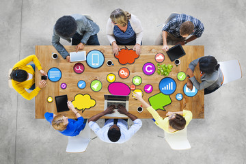 Wall Mural - diversity casual people technology social network meeting concep