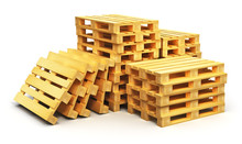 Stacks Of Wooden Shipping Pallets