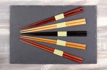 chinese chopsticks on slate plate