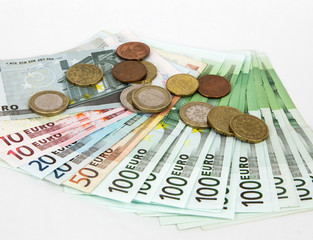 Money on a white background. Isolated.