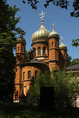 russian orthodox chapel at the historic cemetery in weimar, germ